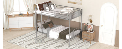 Twin Over Twin Metal Bunk Bed,Divided into Two Beds(Silver)（OLD SKU:MF280424AAN）