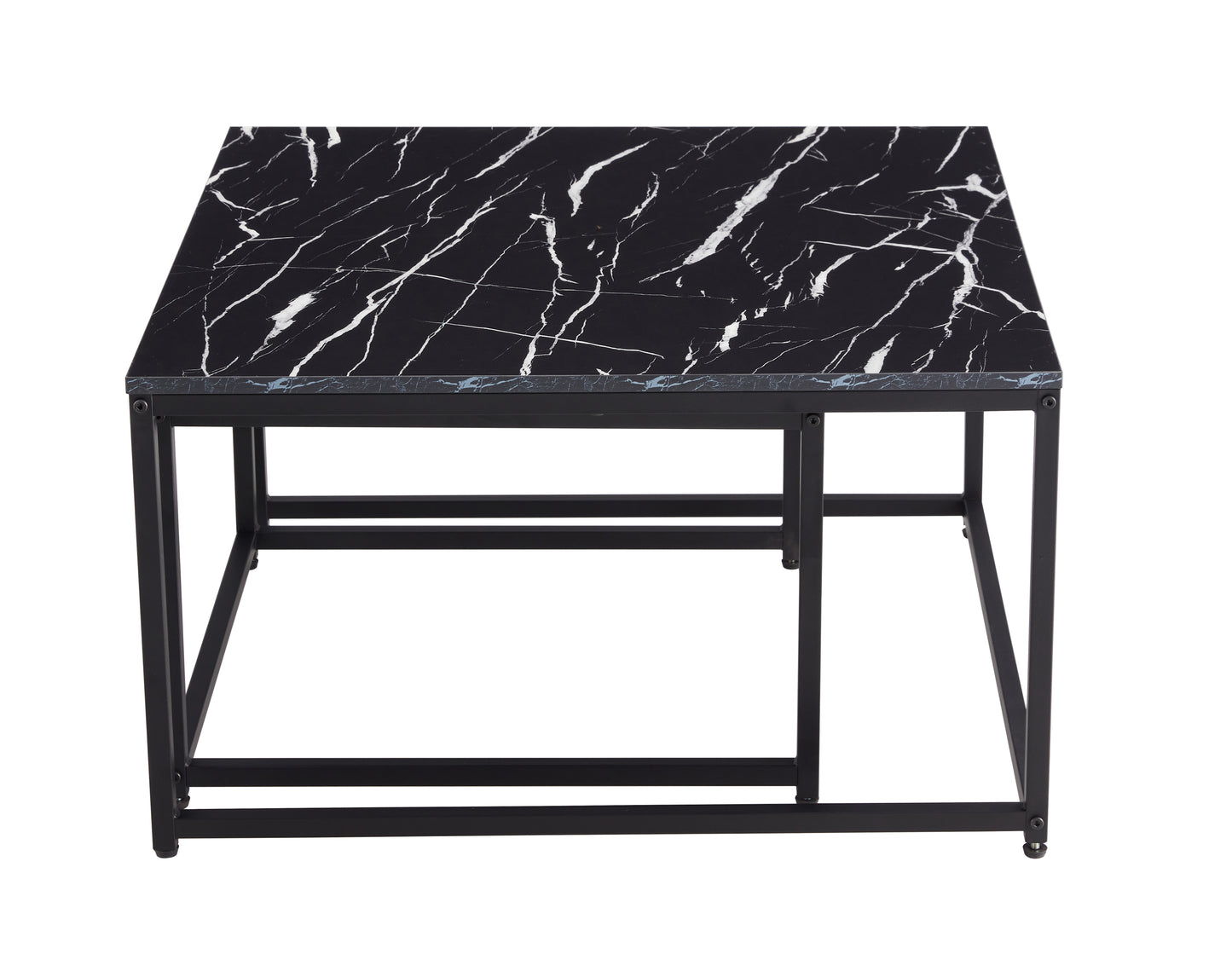 Modern Nesting Coffee  Tables Set, Marble Black, 2pc, 31.5''L 31.5''W 17.72''H