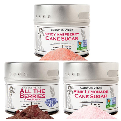 Beauty Fruit Cane Sugars - 3 Pack Artisan Infused Cane Sugars Collection by Gustus Vitae