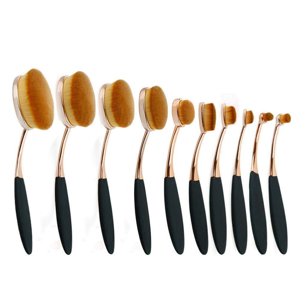 Beauty Experts Set of 10 Oval Beauty Brushes by VistaShops