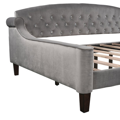 Modern Luxury Tufted Button Daybed,Full,Gray