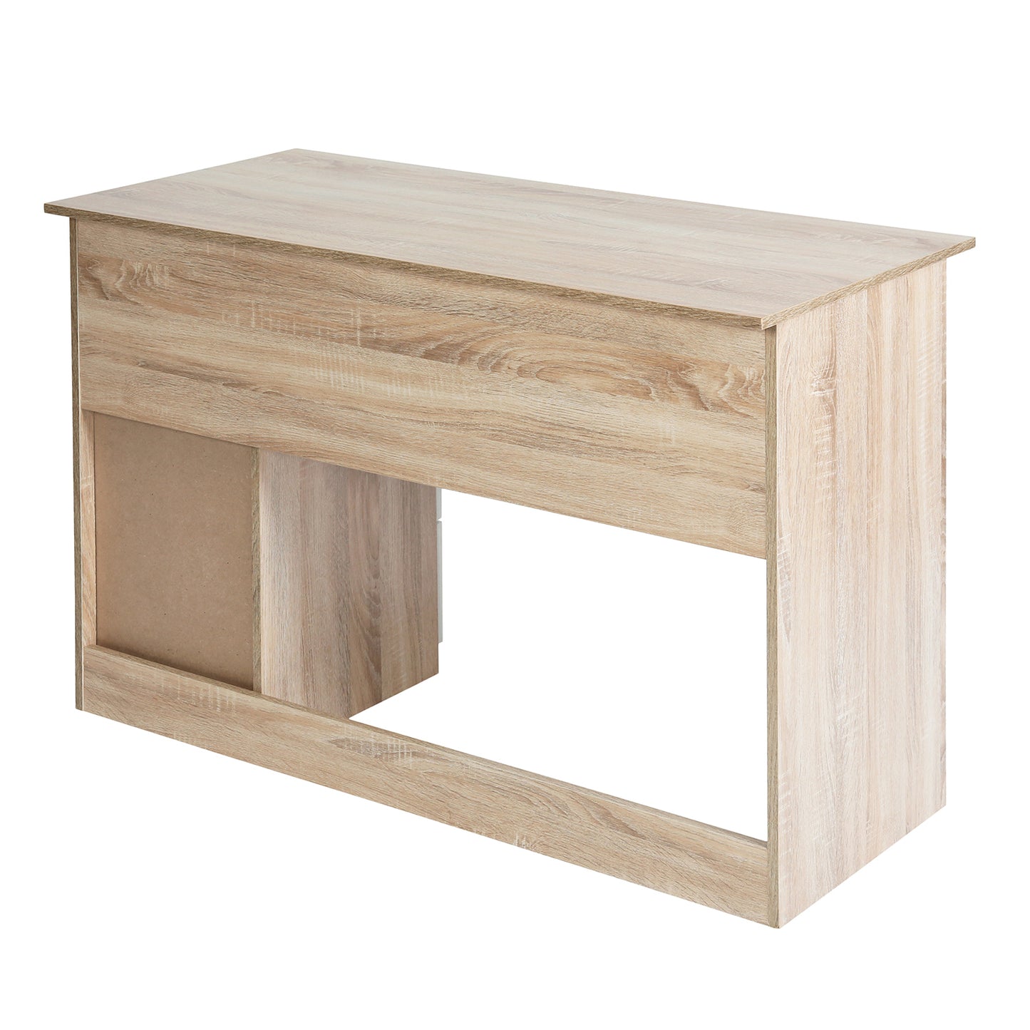 43.3”Wood Corner Writing Table with Shelf 3 Drawers Storage, Oak & White