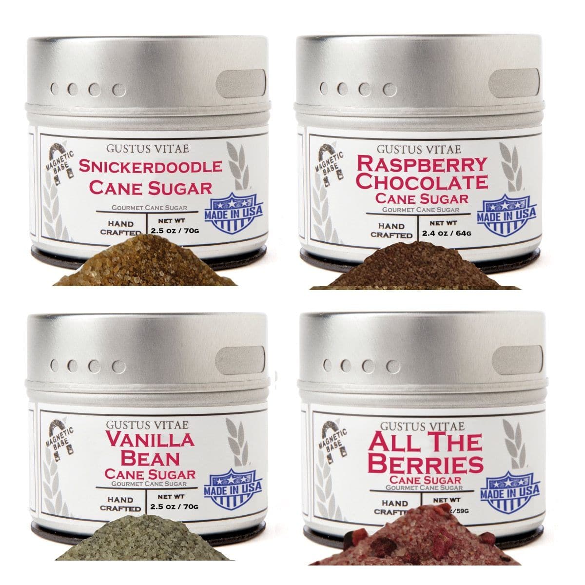 Berries & Vanilla Cane Sugars Collection - Artisan Infused Cane Sugars by Gustus Vitae