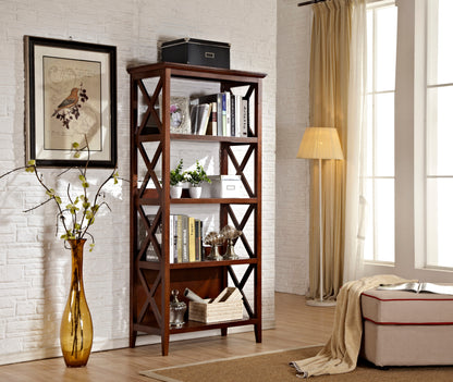 4 Tier Bookcases, 67‘’ Bookshelf with Sturdy Solid Frame, Shelves for Home and Office Organizer, Walnut