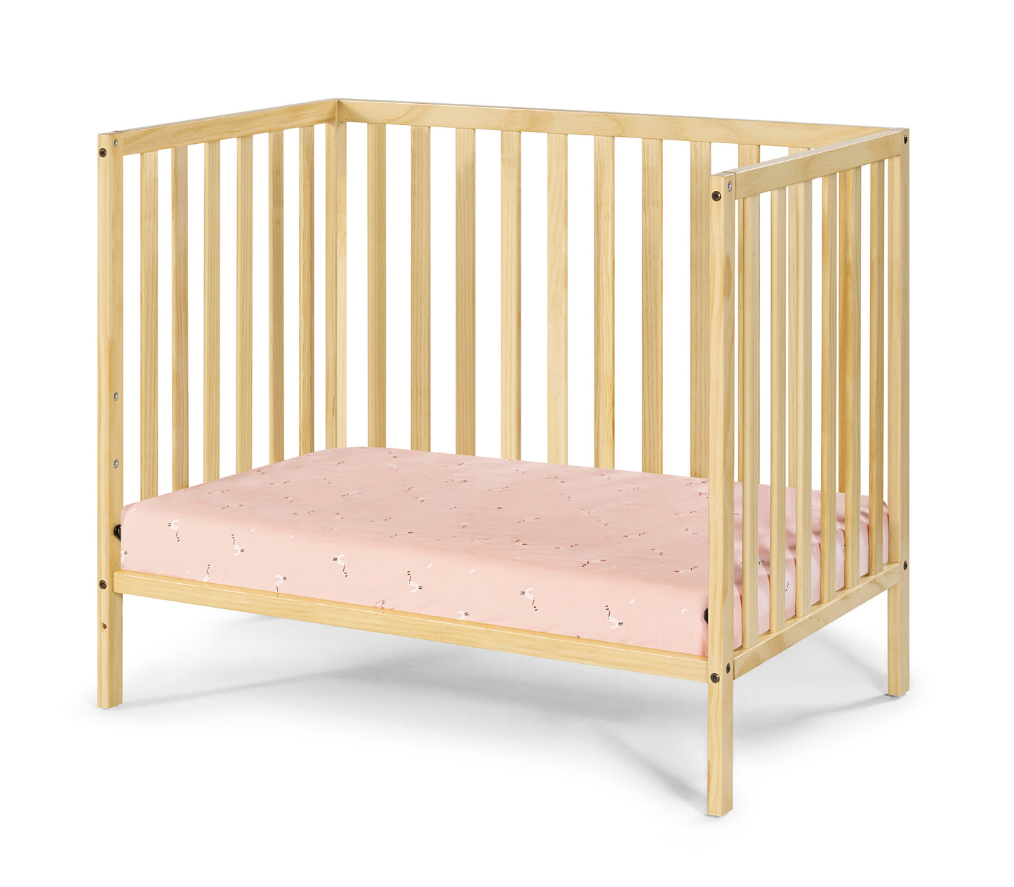 Palmer 3-in-1 Convertible Mini Crib Natural w/ Mattress pad