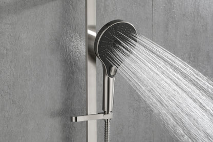 Shower System 16Inch Square Bathroom Luxury Rain Mixer Shower Combo Set Pressure Balanced Shower System with Shower Head, Hand Shower, Slide Bar, Shower Arm, Hose, and Valve Trim