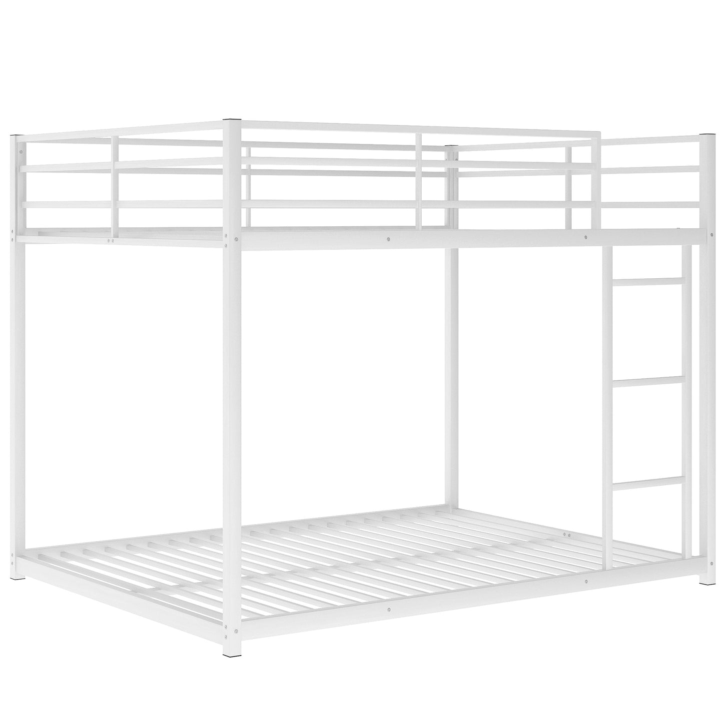 Full over Full Metal Bunk Bed, Low Bunk Bed with Ladder, White（Old SKU:MF197034AAK）