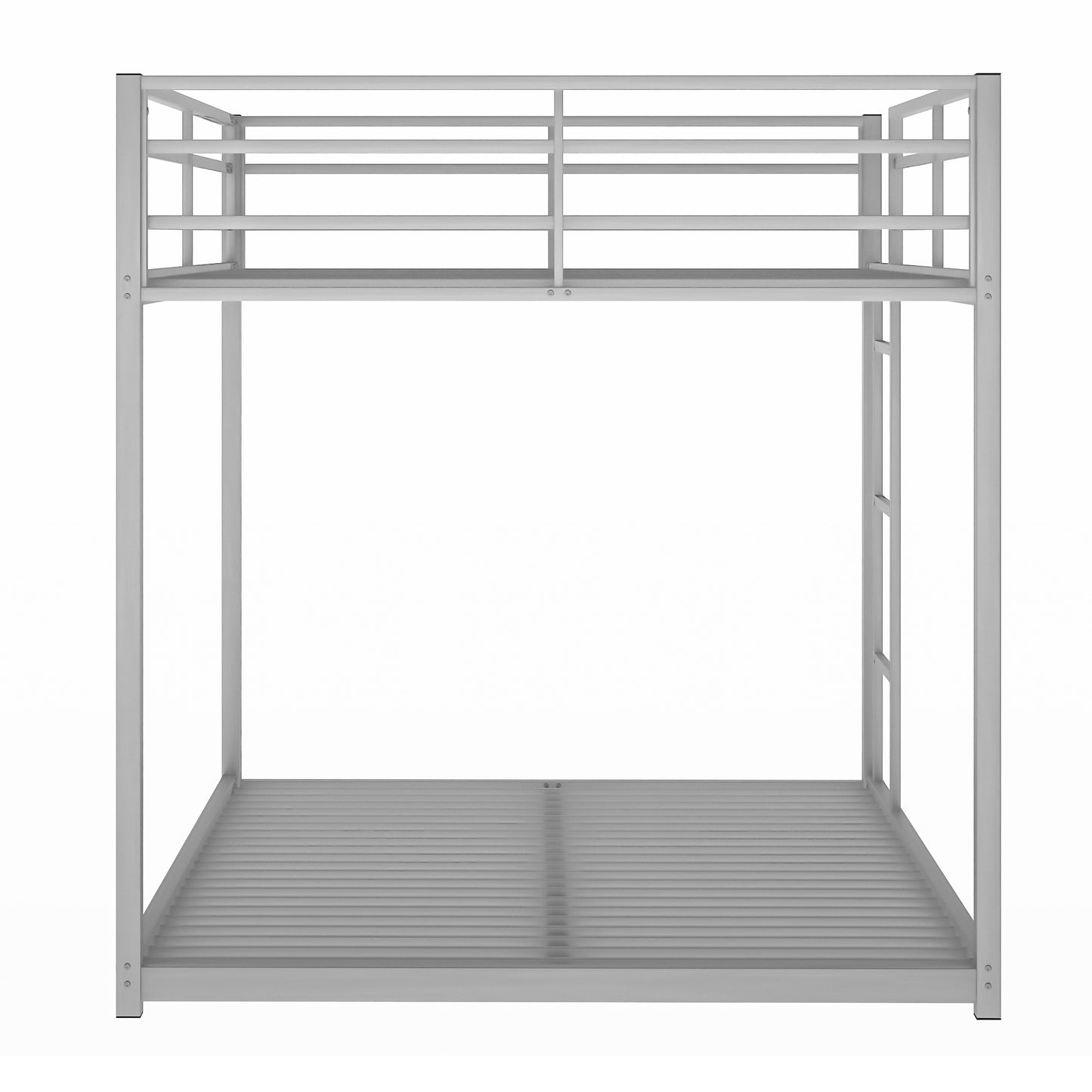 Full over Full Metal Bunk Bed, Low Bunk Bed with Ladder, Silver（Old SKU:MF197034AAN)