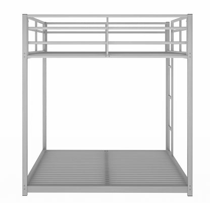 Full over Full Metal Bunk Bed, Low Bunk Bed with Ladder, Silver（Old SKU:MF197034AAN)