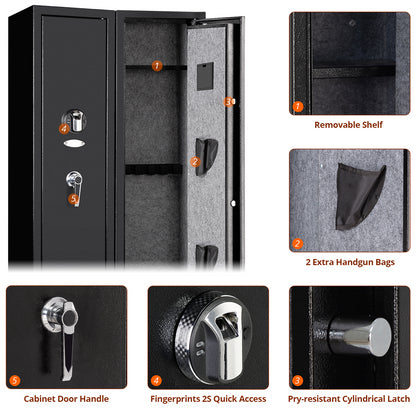 Fingerprint unlock Gun Safe Quick Access Electronic Firearm Storage Steel Security Cabinet for 4 rifles