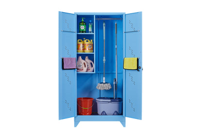 Metal Garage Storage Cabinet，Cleaning Tool Storage Cabinet,Multifunctional Garage Storage Closet with Doors,Handing Rod,