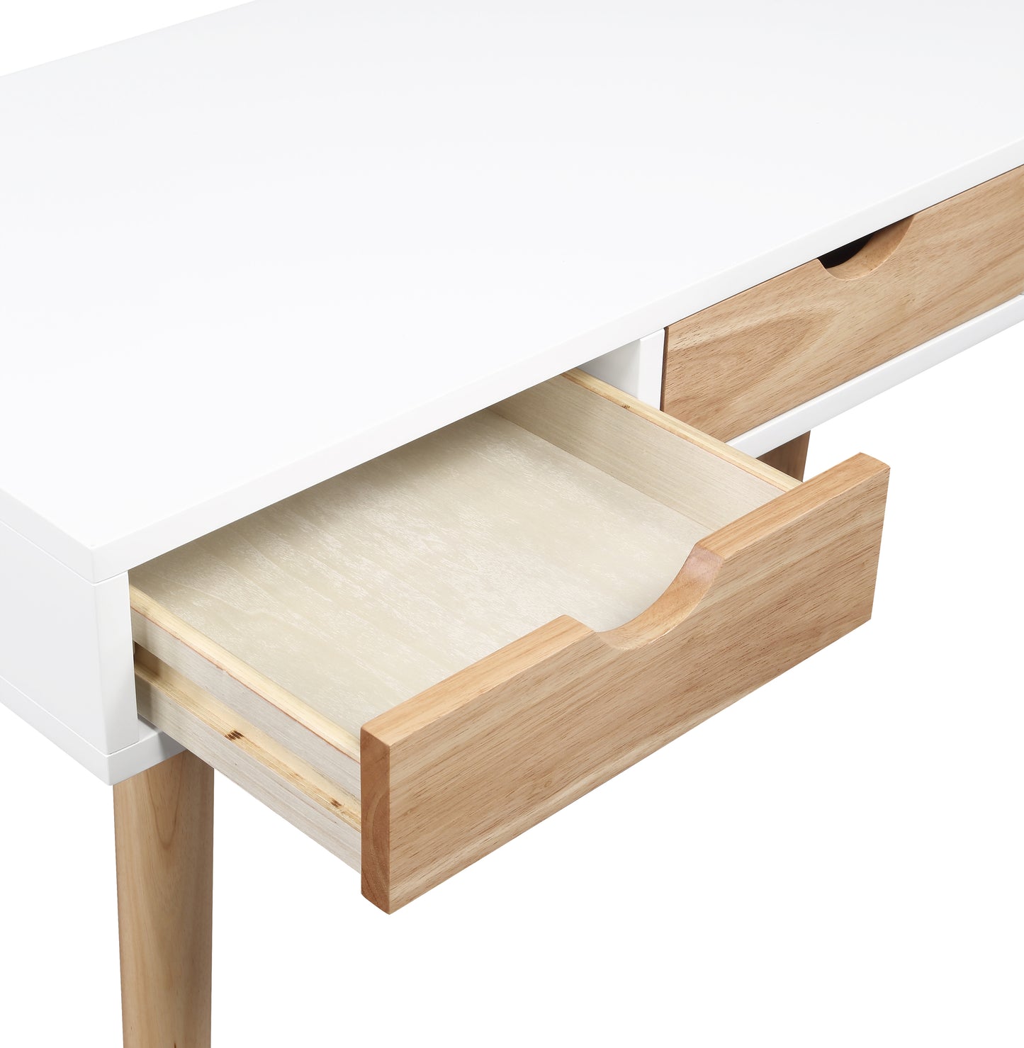 Burton 3 Drawer Desk In White/Natural