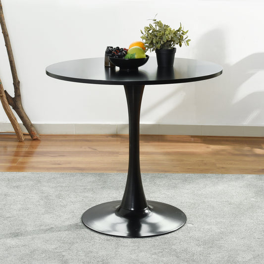Modern 31.5" Dining Table with Round Top and Pedestal Base in bLack color
