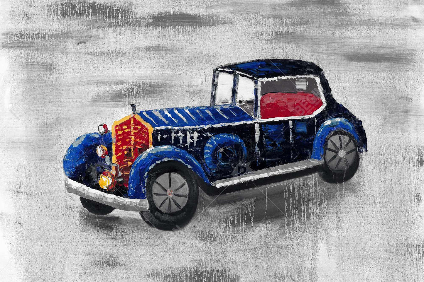 Vintage blue toy car - 20x30 Print on canvas