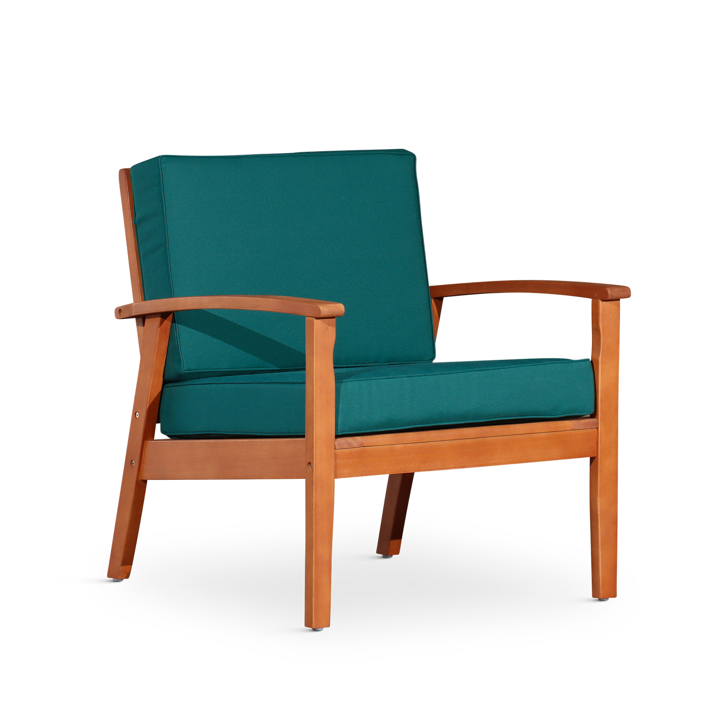 Deep Seat Eucalyptus Chair, Natural Oil Finish, Dark Green Cushions