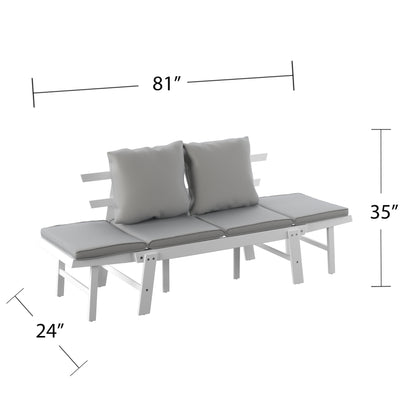 Dolavon Outdoor Convertible Lounge Chair – White w/ Gray Cushions