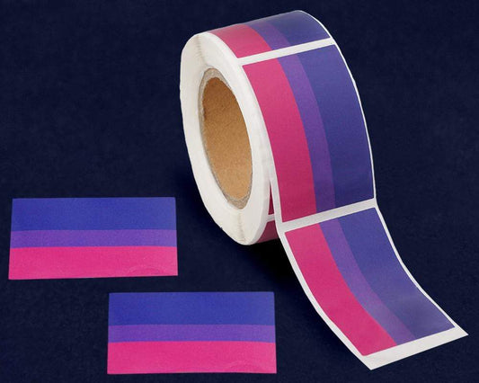 Roll Bisexual Rectangle Flag Stickers (250 per Roll) by Fundraising For A Cause