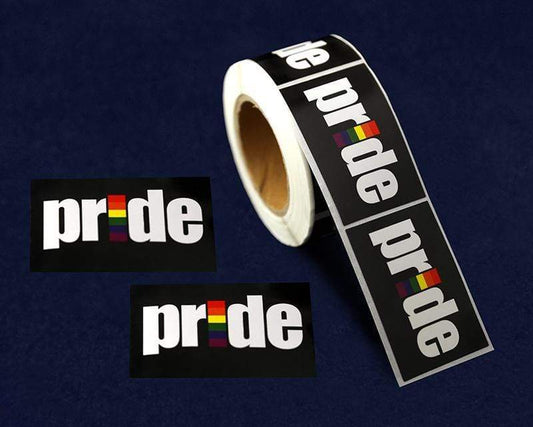 Roll Black Rectangle Rainbow Pride Stickers (250 per Roll) by Fundraising For A Cause