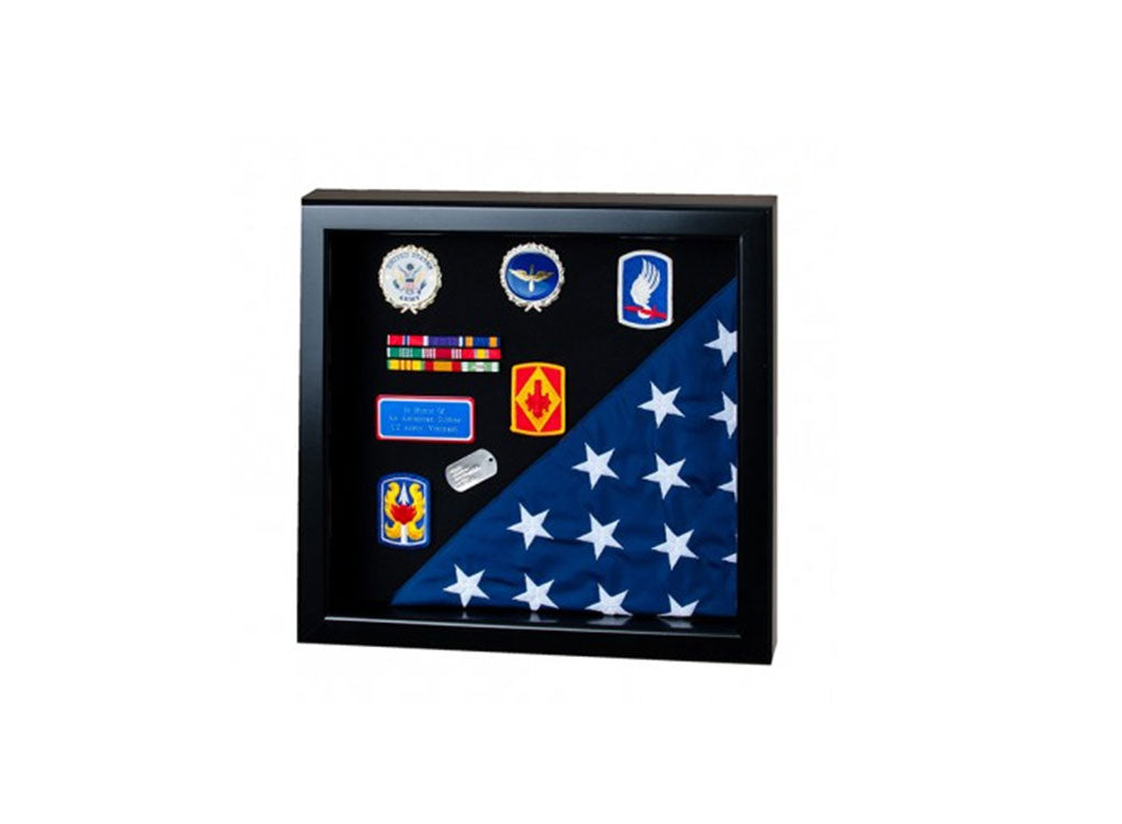 Flag Display Case showcases both the flag and military awards,(Red Felt) by The Military Gift Store