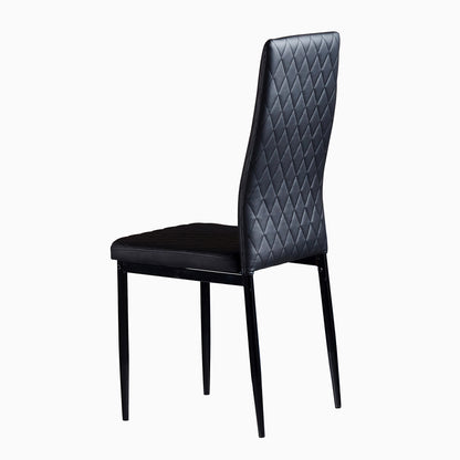 Black modern minimalist dining chair fireproof leather sprayed metal pipe diamond grid pattern restaurant home conference chair set of 6