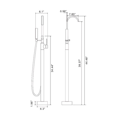 Single Handle Floor Mounted Clawfoot Tub Faucet