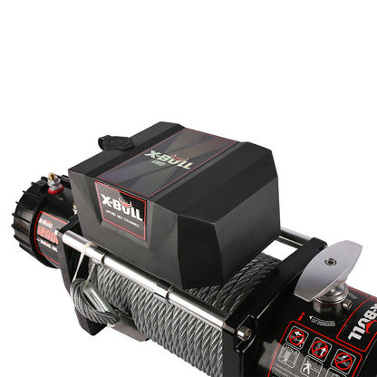 X-BULL Electric Winch 12000 LBS Steel Cable Wireless Remote Crystal Film