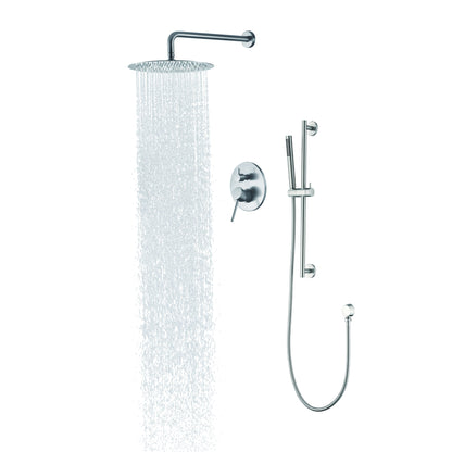 Shower System 10 Inch Square Bathroom Luxury Rain Mixer Shower Combo Set Pressure Balanced Shower System with Shower Head, Hand Shower, Slide Bar, Shower Arm, Hose, and Valve Trim