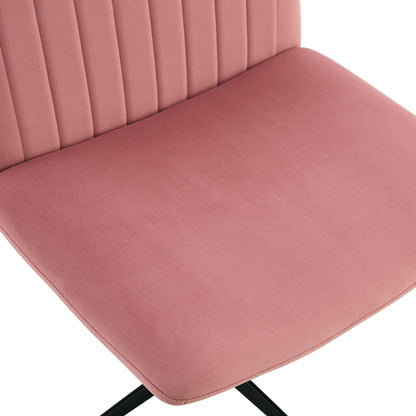 Pink Velvet Material. Home Computer Chair Office Chair Adjustable 360 °Swivel Cushion Chair With Black Foot Swivel Chair Makeup Chair Study Desk Chair. No Wheels