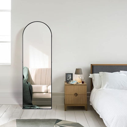 YSSOA Full Length Mirror, Arched-Top Full Body Mirror with Stand, Floor Mirror & Wall-Mounted Mirro