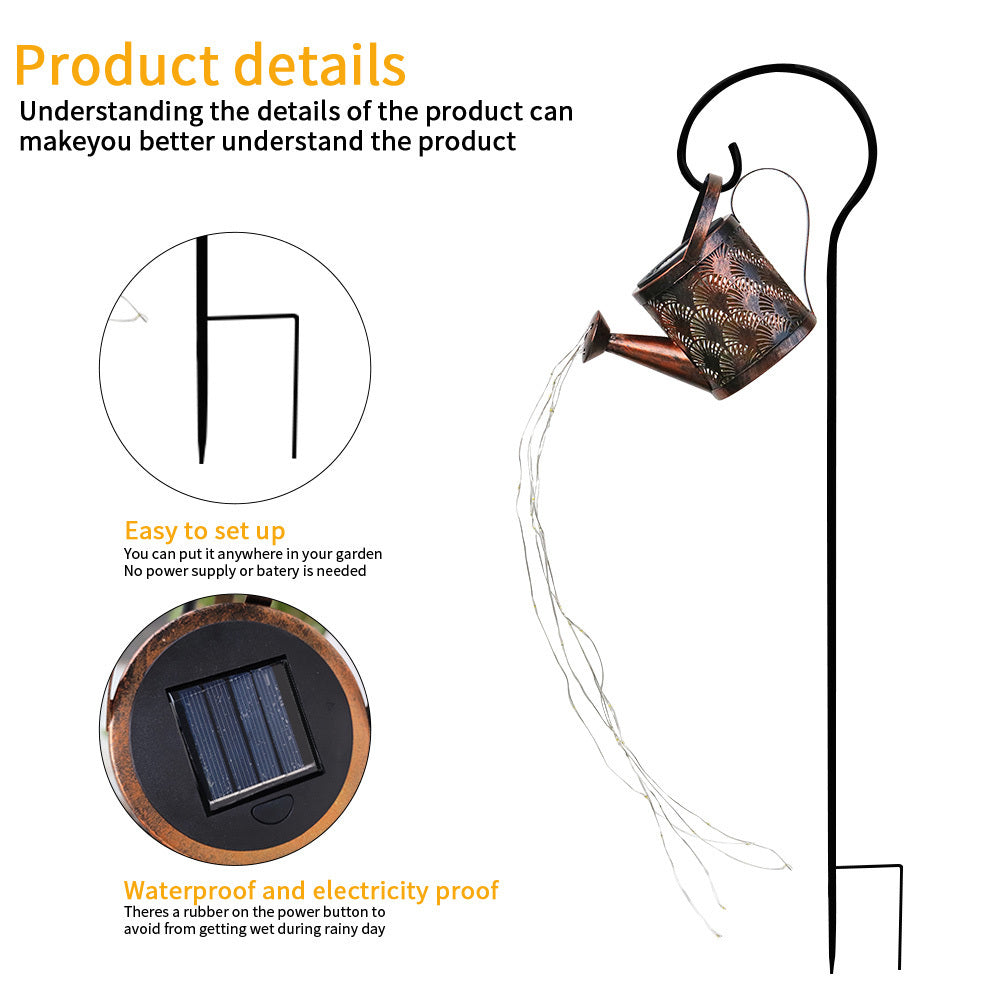 Outdoor Solar Garden Decoration Kettle Light 2 Pack,Warm White 3000K LED Lights, Water-proof, Water Ripple