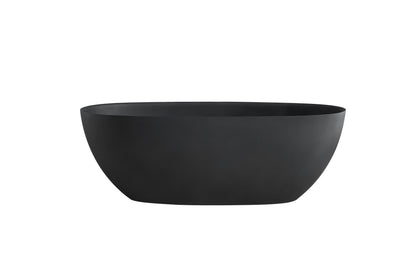 65'' x 29.5'' Freestanding Bathtoom Soaking Artificial Stone  Solid Surface Bathtub 1650MM Black