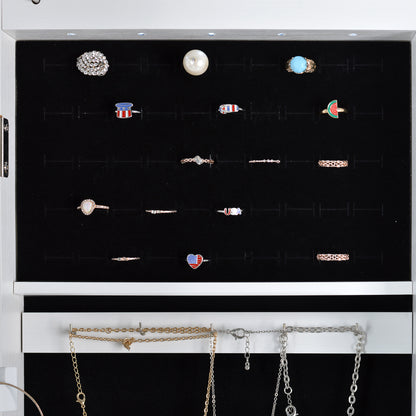 Full Mirror Fashion Simple Jewelry Storage Cabinet  With Led Light  Can Be Hung On The Door Or Wall