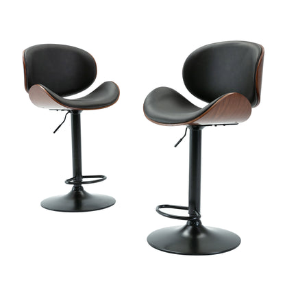 HengMing Bentwood Adjustable  Bar Stools , Upholstered Swivel Barstool, Mix color PU Leather  
  Barstools (Set of 2)