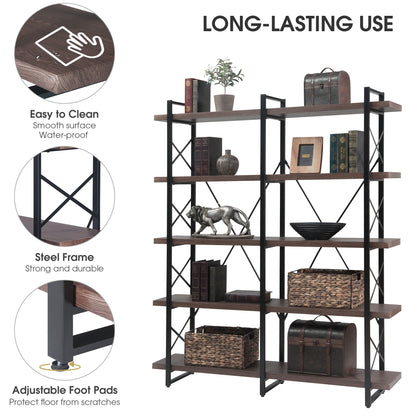 [VIDEO] Home Office 5 Tier Bookshelf, X Design Etageres Storage Shelf, Industrial Bookcase for Office with Metal Frame