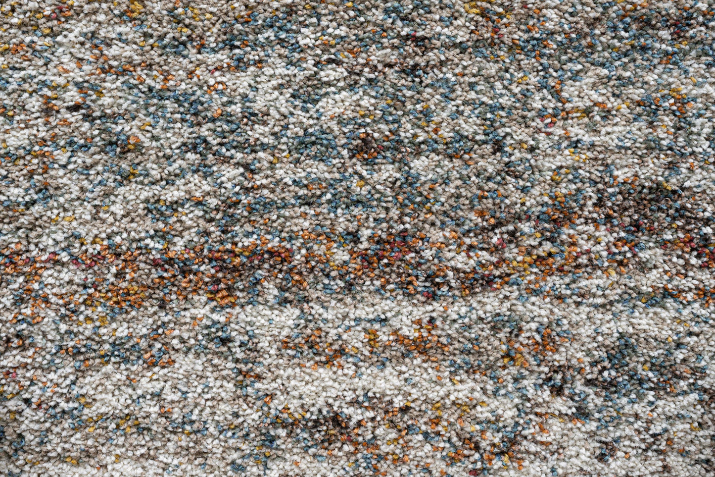 Ezra Ivory, Blue, Orange, and Rust Olefin Shag Area Rug 8x10