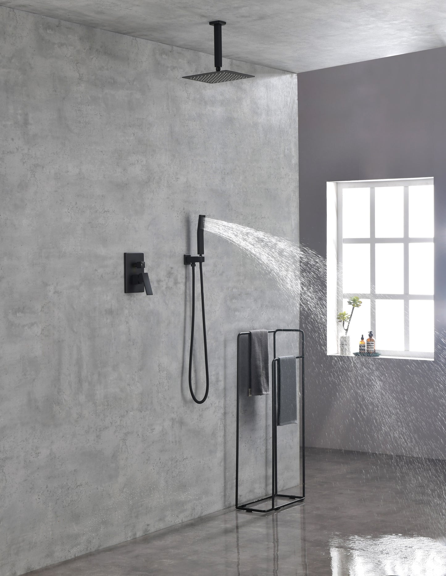 Ceiling Mounted Shower System Combo Set with Handheld and 12"Shower head