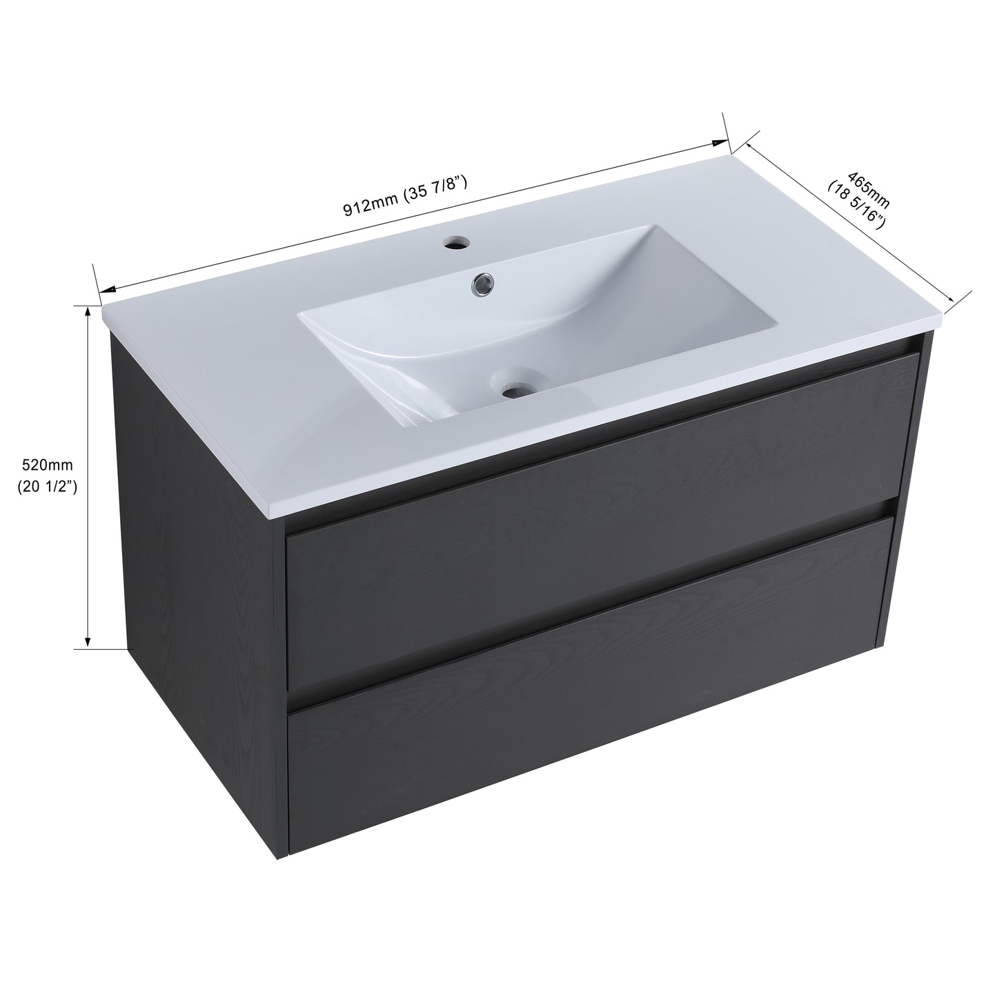 Bathroom Vanity with 2/3 Soft Close drawers, 36x18