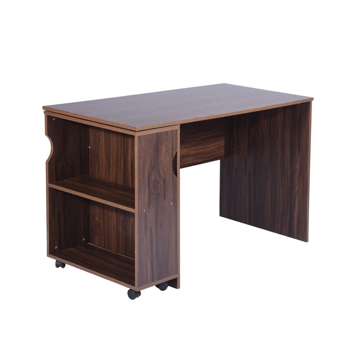 47.4" L Computer Desk with movable bookcase, brown