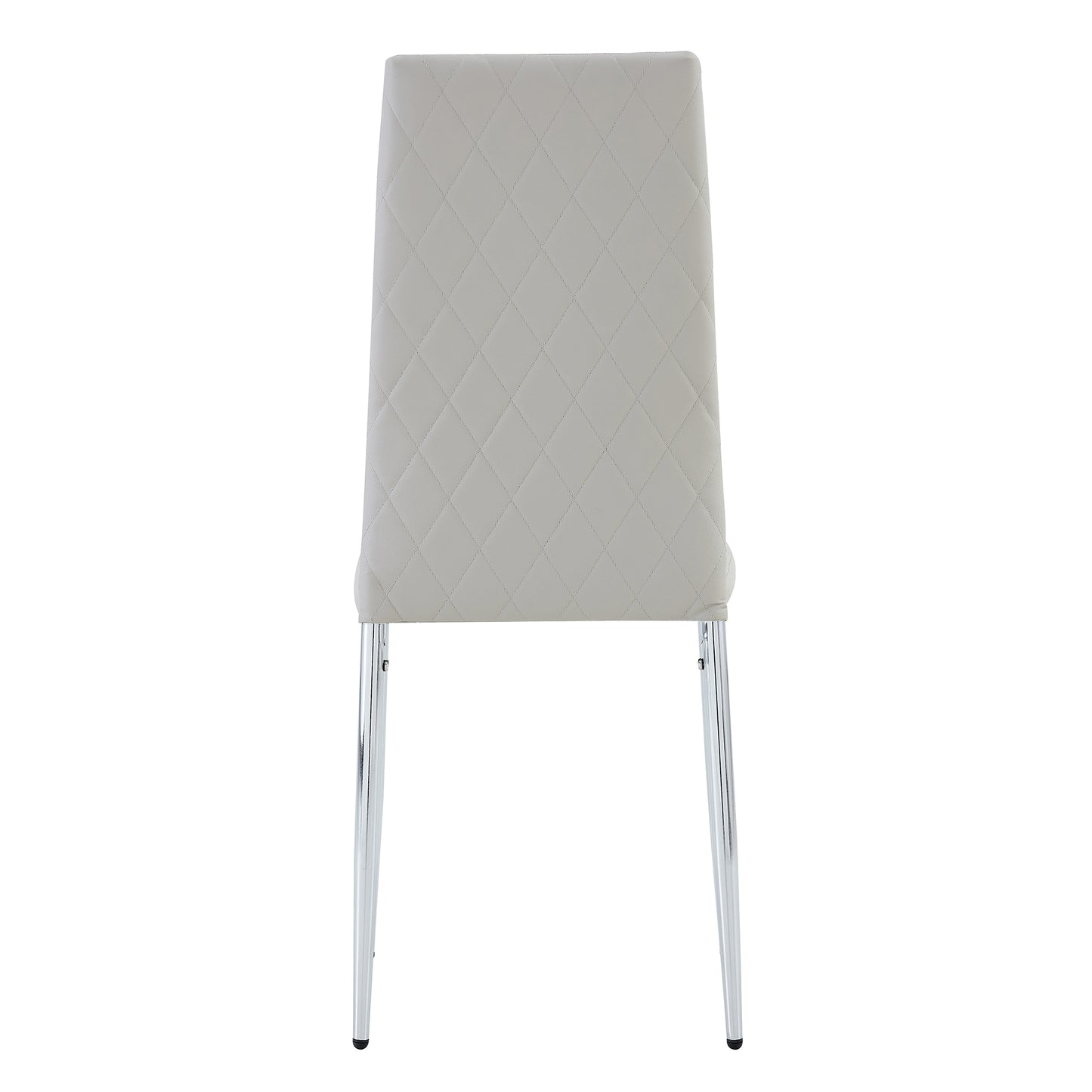 Grid Shaped Armless High Back Dining Chair,2-Piece Set, Office Chair. Applicable to Dining Room, Living Room, Kitchen and Office.Grey Chair and Electroplated Metal Leg