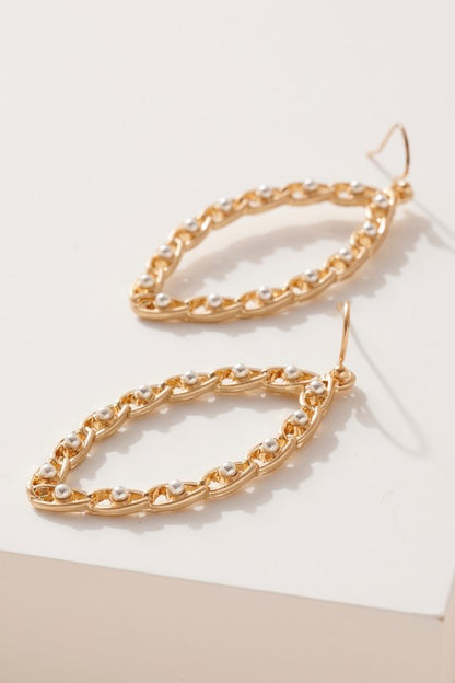 Leaf Shaped Chain Dangling Earrings