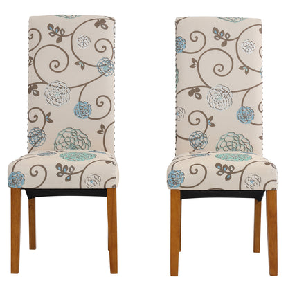 Bionic Beige Pattern Dining Chair with Nail Head Trim, Set of 2