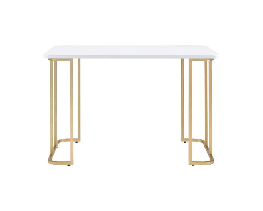 ACME Estie Writing Desk, White & Gold Finish 93102