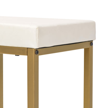 TREXM 3-piece Modern Pub Set with Faux Marble Countertop and Bar Stools, White/Gold