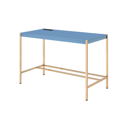 ACME Midriaks Writing Desk w/USB Port in Navy Blue & Gold Finish OF00022