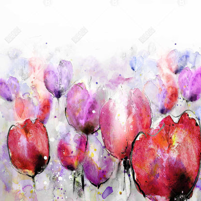 Pink tulips field - 08x08 Print on canvas