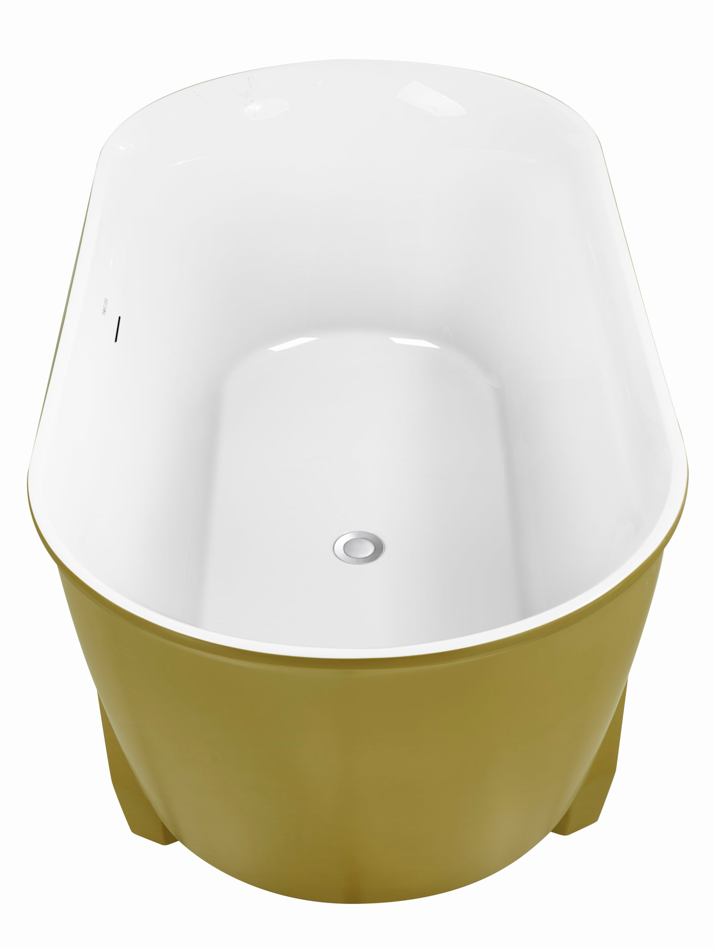 59" 100% Acrylic Freestanding Bathtub，Contemporary Soaking Tub，White inside and gold outside，Four corner bathtub