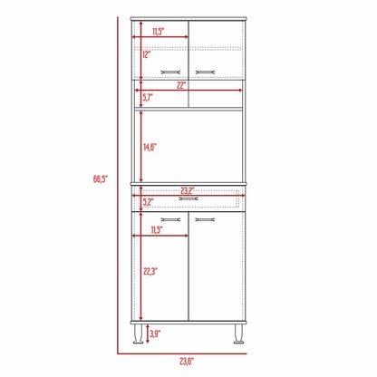 Santa Maria 1-Drawer 1-Shelf Area Pantry with Adjustable Metal Legs White