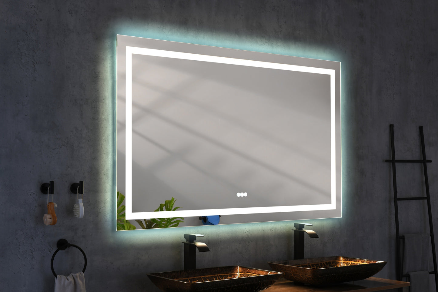 72*36 LED Lighted Bathroom Wall Mounted Mirror with High Lumen+Anti-Fog Separately Control+Dimmer Function