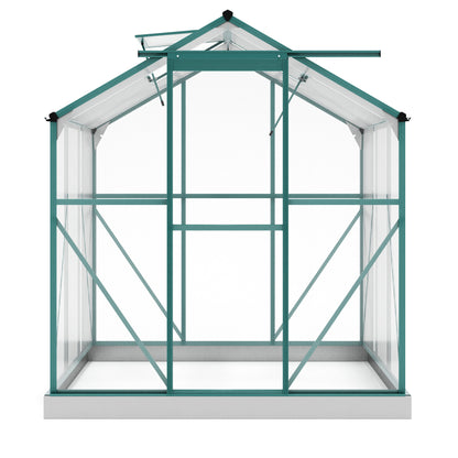 TOPMAX Upgraded Outdoor Patio 6.2ft Wx6.3ft D Greenhouse, Walk-in Polycarbonate Greenhouse with 2 Windows and Base,Aluminum Hobby Greenhouse with Sliding Door for Garden, Backyard, Green