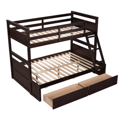 Twin over Full Bunk Bed with Storage - Espresso(OLD SKU :LP000022AAP)